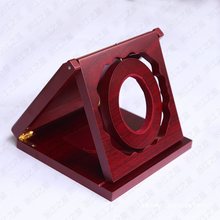 圆形银元纪念章木盒展示架银币盒木架盒可旋转金币包装盒