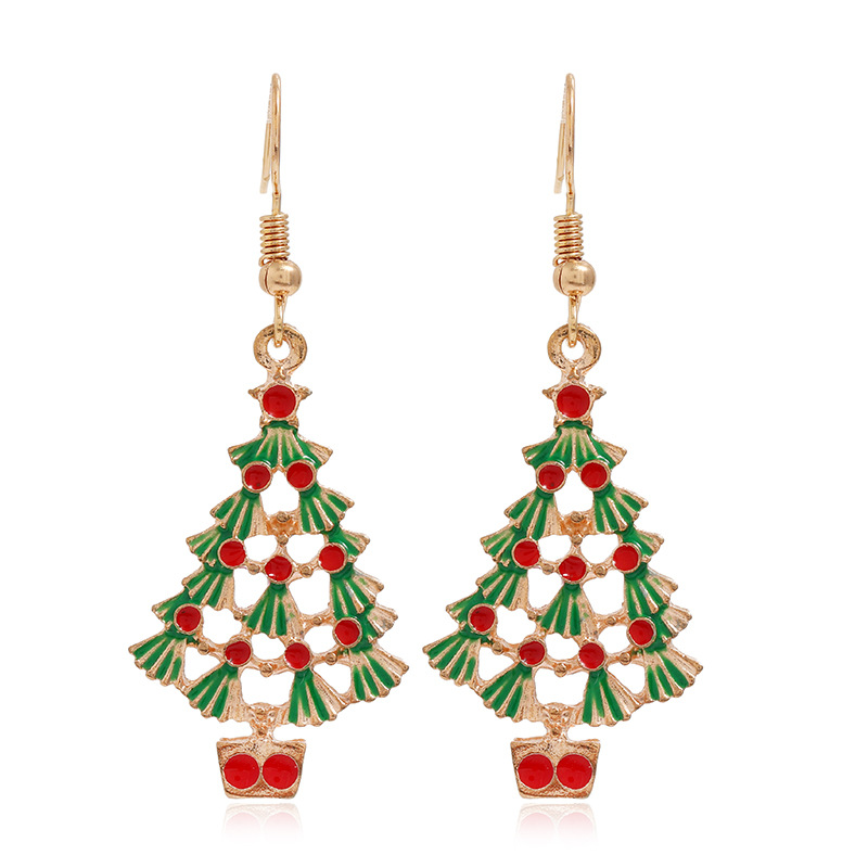 Moda Árbol De Navidad Papá Noel Aleación Enchapado Mujeres Pendientes De Gota 1 Par display picture 3