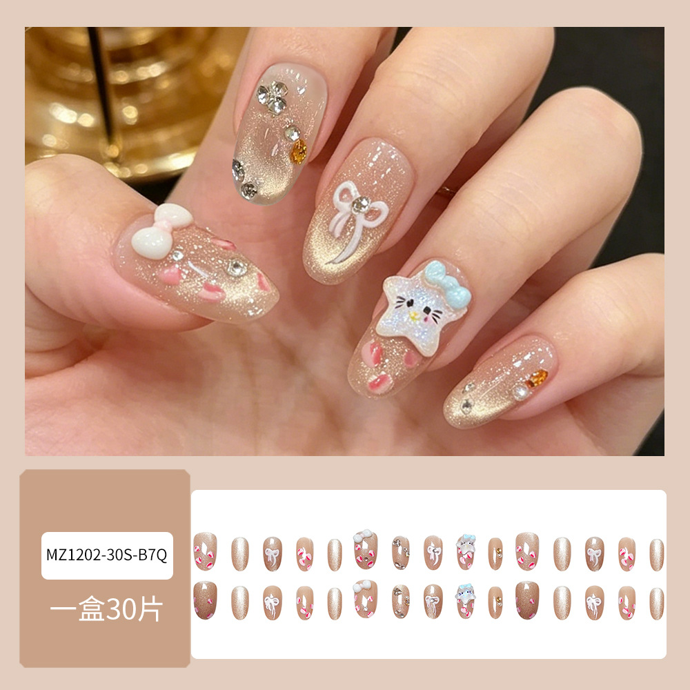 30 piezas de cristal de diamante tridimensional de champagne de ojo de gato para usar uñas blancas puras para mostrar un pequeño libro rojo uñas falsas al por mayor image 7