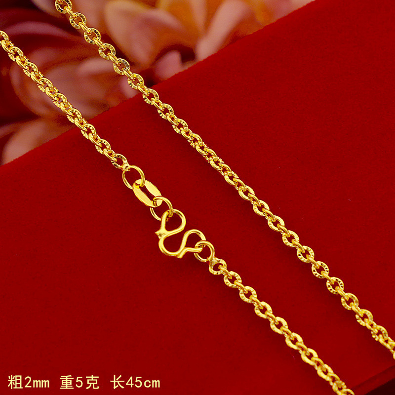 砂金のネックレスの女子学生の規格品999メッキの純粋な金色のシミュレーションの偽の黄金の素のチェーンの単鎖のペンダントのアクセサリーがありません。|undefined
