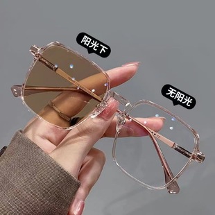 Large frame high-end black frame plain anti-blue light high-end feeling large frame face small anti-blue light flat mirror Korean fashion