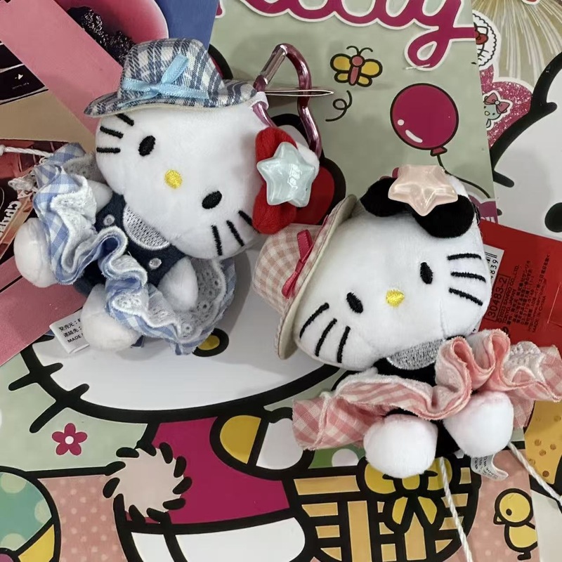 秋季新款格子礼帽kitty公仔钥匙扣星星挂件挂饰包包少女心可爱毛|undefined