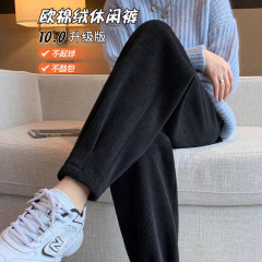 秋冬新款哈伦裤白色运动裤女士薄款束脚裤宽松百搭卫裤萝卜休闲裤