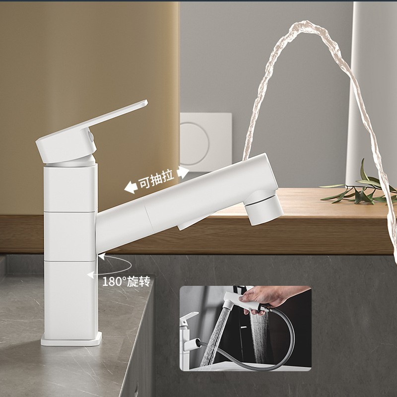 Todo el cobre de extracción de lavabo caliente y frío grifo de baño de un solo agujero lavabo lavabo lavabo fábrica de lavabo al por mayor