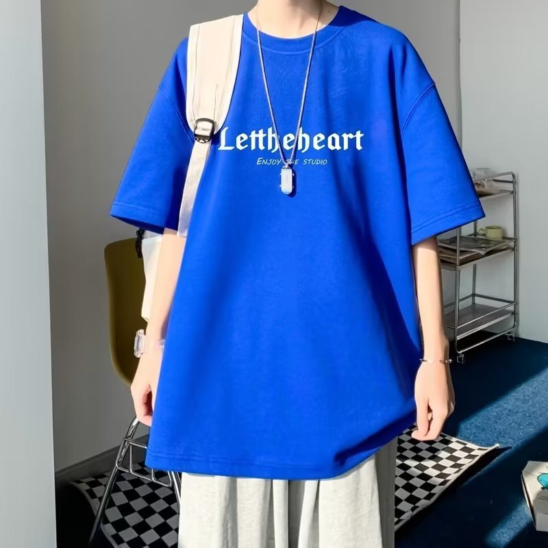 ZM200 Short Cotton Short-sleeved T-shirt Men's Summer Clothes American Heavy-weight Loose Trendy Top Clothes ZM200 Short Cotton Short-sleeved T-shirt Men's Summer Clothes American Heavy-weight Loose Trendy Top Clothes