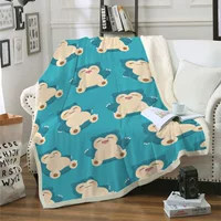 Snorlax шерпа одеяло мультфильм 3D с двойным одеялом аниме одеяло одеяло для взрослых оптом