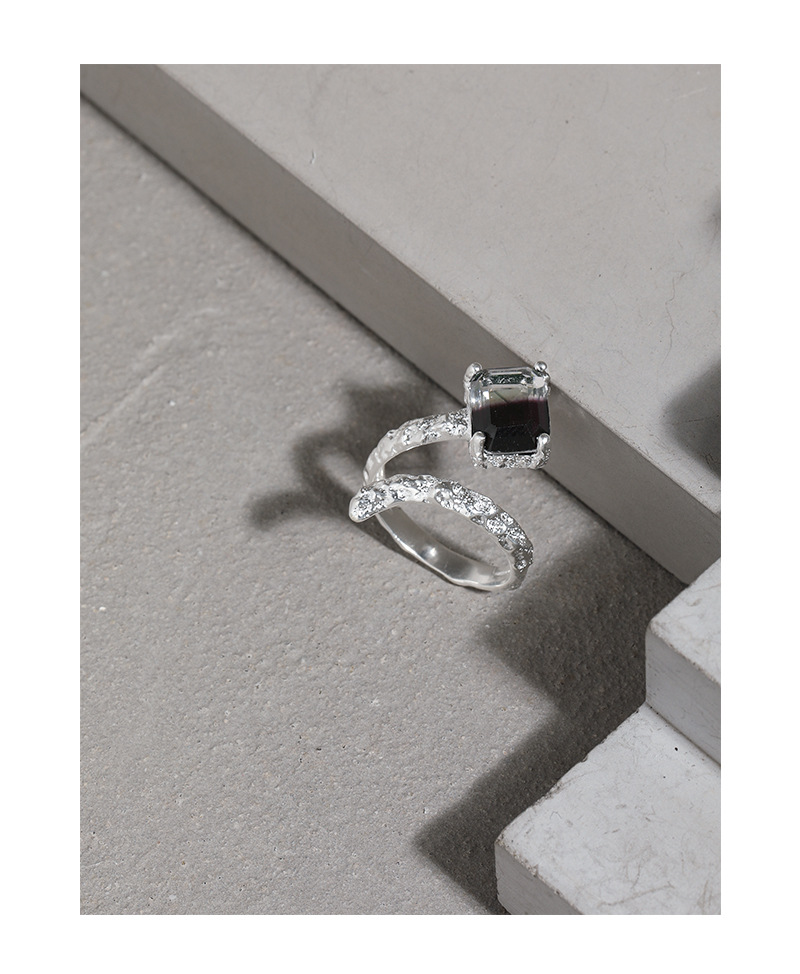 Korean version of ins niche design Wrong edge micro-inlaid synthetic tourmaline texture texture S925