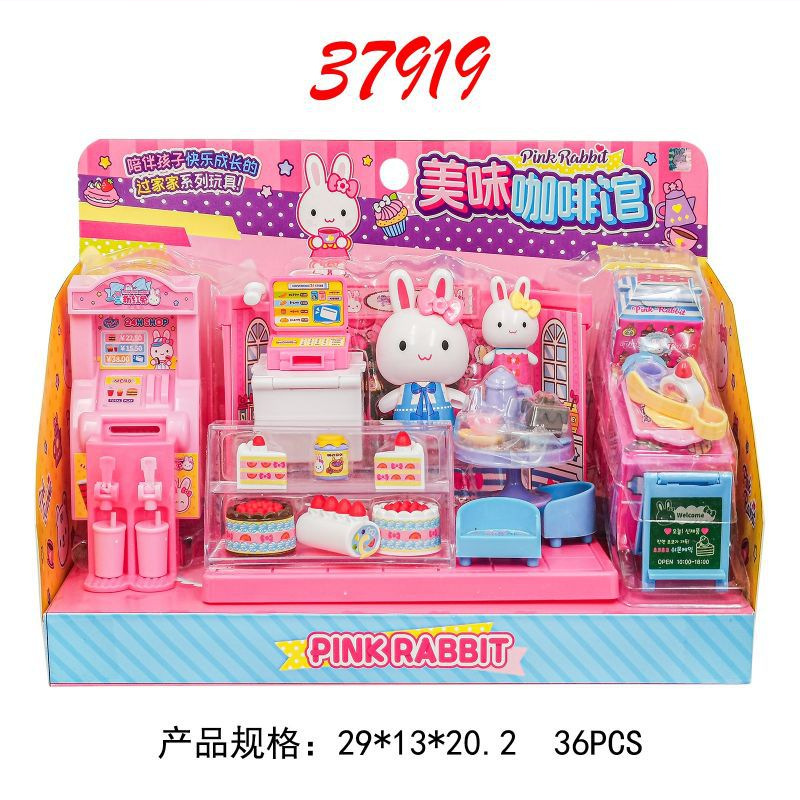 Yiyan conejo Rosa refrigerador de la cocina mini tocador cake party simulación herramientas médicas chica jugar a las casitas juguete lote