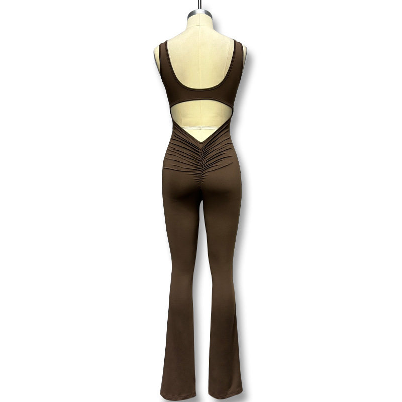 Fitness Classic Style Solid Color Polyester U Neck Tracksuit Jumpsuits display picture 17