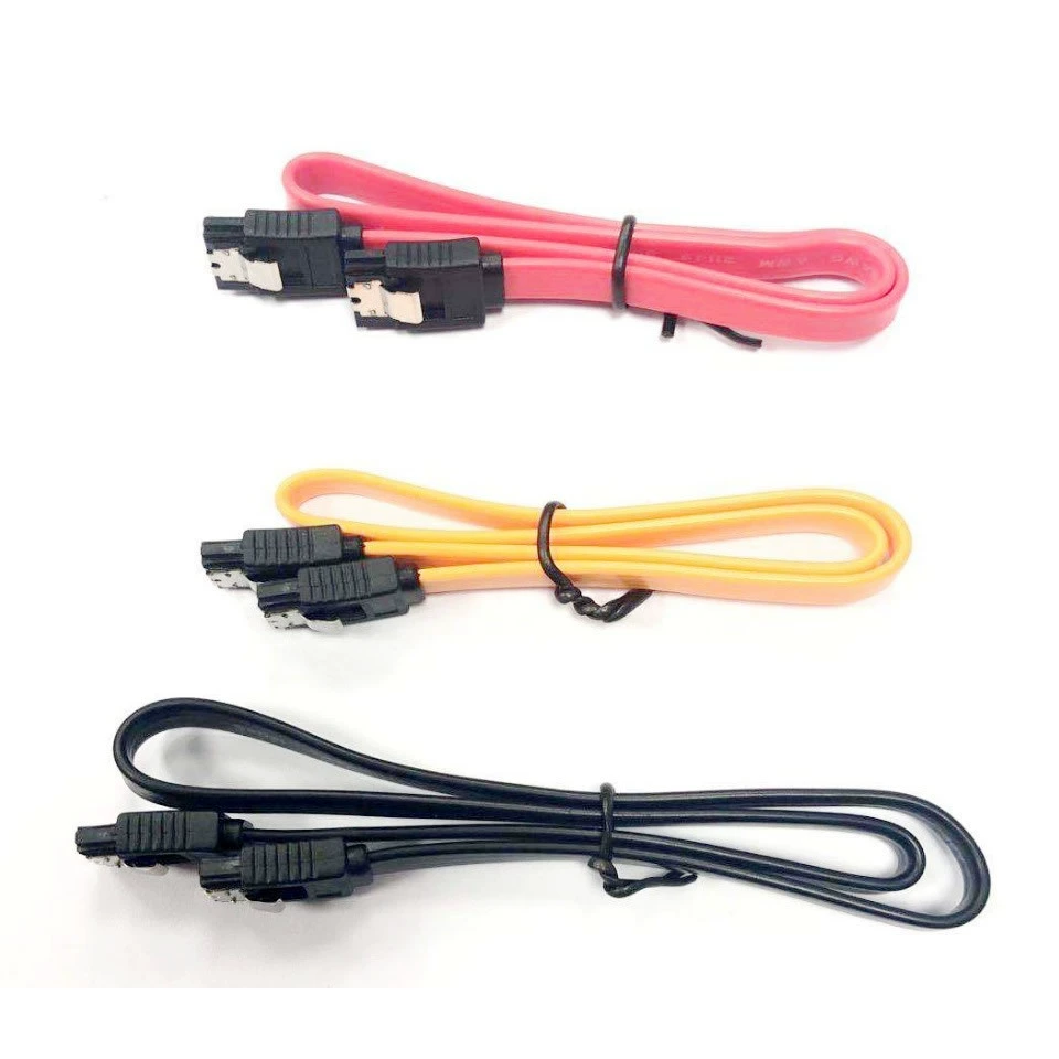 SATA 3.0 data cable, straight and right‑angle connectors, latch, shielded, multiple lengths