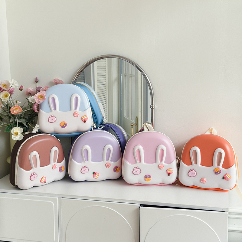 Jardín de infantes bolsas escolares de dibujos animados lindas con lámparas de conejo bebé mochila nueva mochila de cáscara de huevo