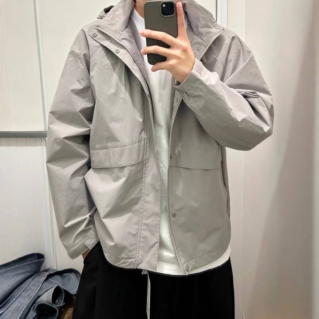 25春新品男女裝防風立領茄克外套夾克休閒寬鬆連帽外套475038