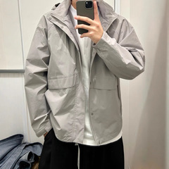 25 Spring New Men's and Women's Windproof Collar Jacket Coat Jacket Casual Loose Hooded Jacket 475038