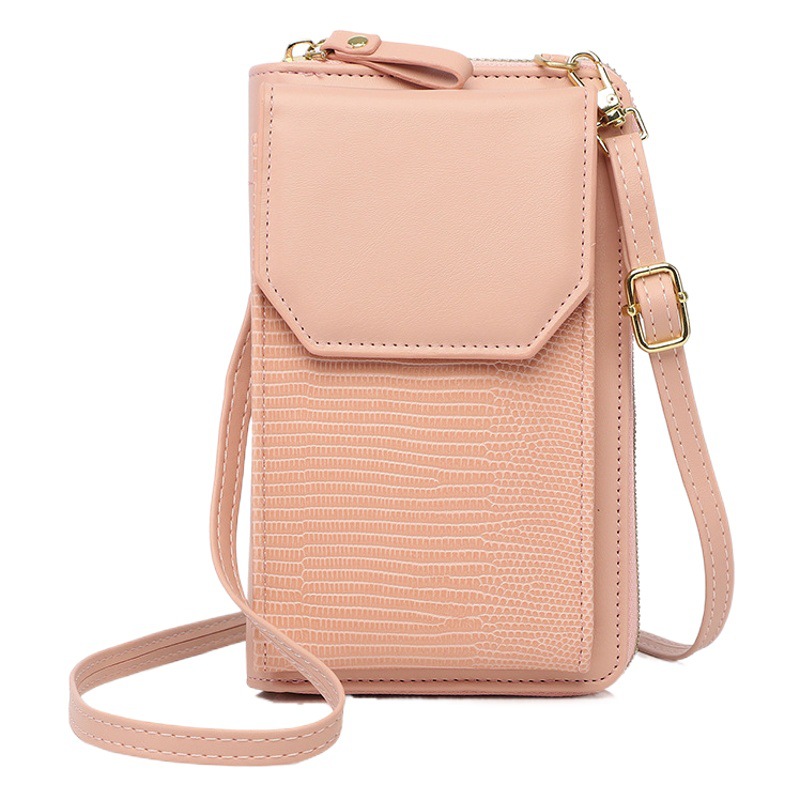 Suministro transfronterizo 2021 nueva bolsa de teléfono móvil para mujer billetera con cremallera vertical patrón de serpiente versátil bolso de hombro crossbody de estilo coreano