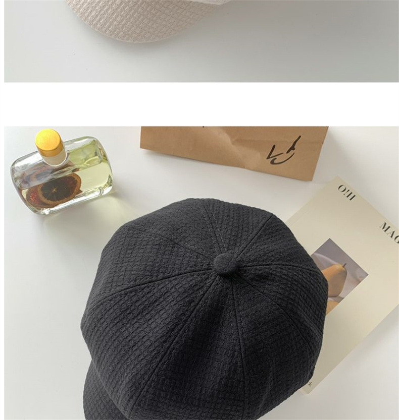 Neuer achteckiger Hut für Herbst und Winter für Kinder, achteckiger Hut mit britischem Waffelgitter für Frauen, Gürtelschnalle aus Metall, modischer und vielseitiger Maler_voghion.com