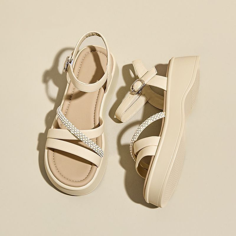 Sandalias de playa de fondo grueso de alta calidad para mujeres 2026 verano nuevo estilo de ropa exterior casual un botón sandallas zapatillas de playa para mujeres