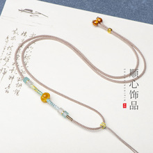 2mm手工编织玉珠吊坠挂绳翡翠玉佩男女细款项链绳diy饰品锁骨链绳