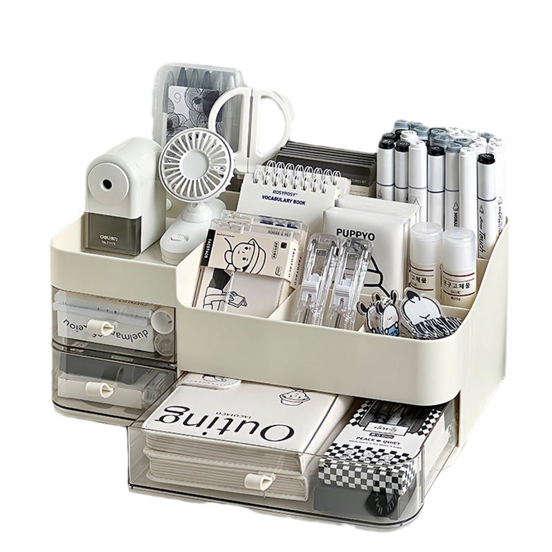 Caja de almacenamiento de bolígrafos de gran capacidad, cajón multifuncional de escritorio de estudiante de alto valor facial, estante de oficina de escritorio de bolígrafos