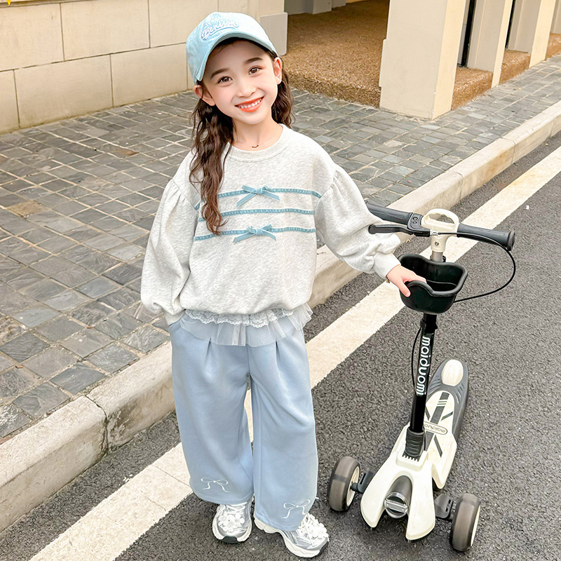 2025新款圆领领两件套百搭中小童时尚童装卫衣秋季套装儿童女童|undefined