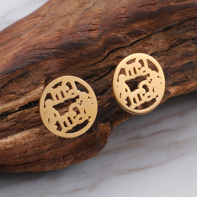 Fashion Letter Heart Shape Titanium Steel Inlay Rhinestones Earrings Necklace 1 Set