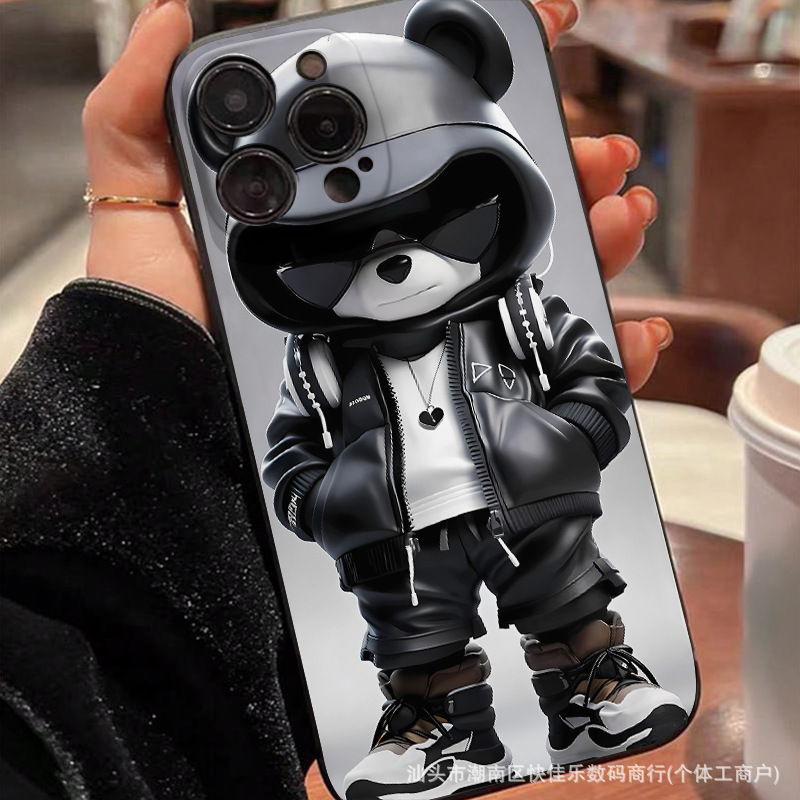 Trendy Teddy Bear iPhone Case for Apple 11/12/13/14/15 Pro Max Phone Case 17