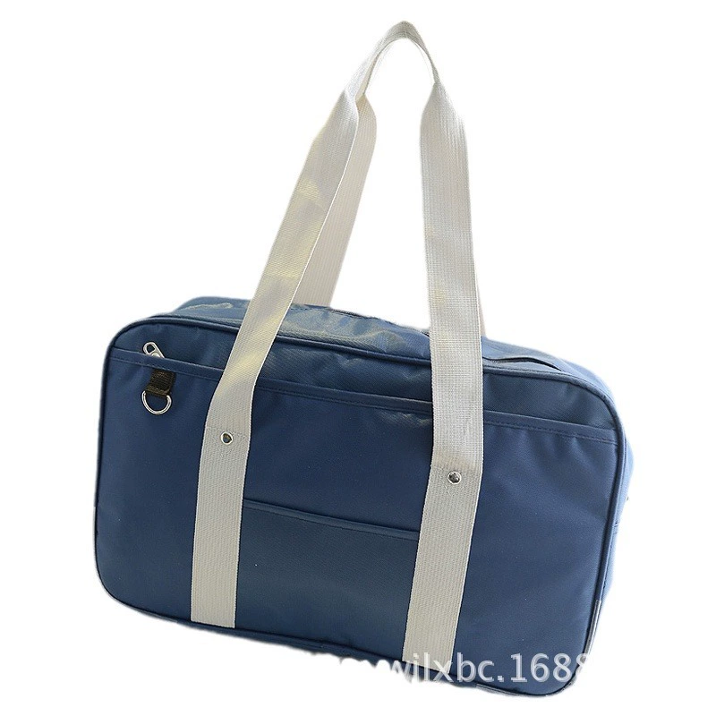 Student one‑shoulder school bag, 600D Oxford, 40×25×13 cm, blue or black