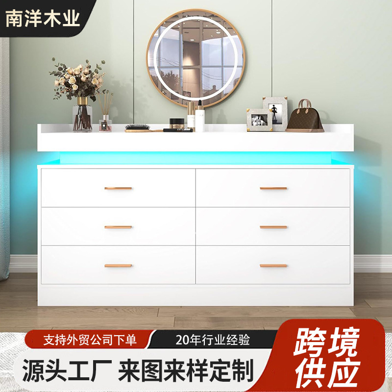 Armario de madera estadounidense dormitorio cajón de cama sala de estar contra la pared armario de almacenamiento francés 679 armario de almacenamiento