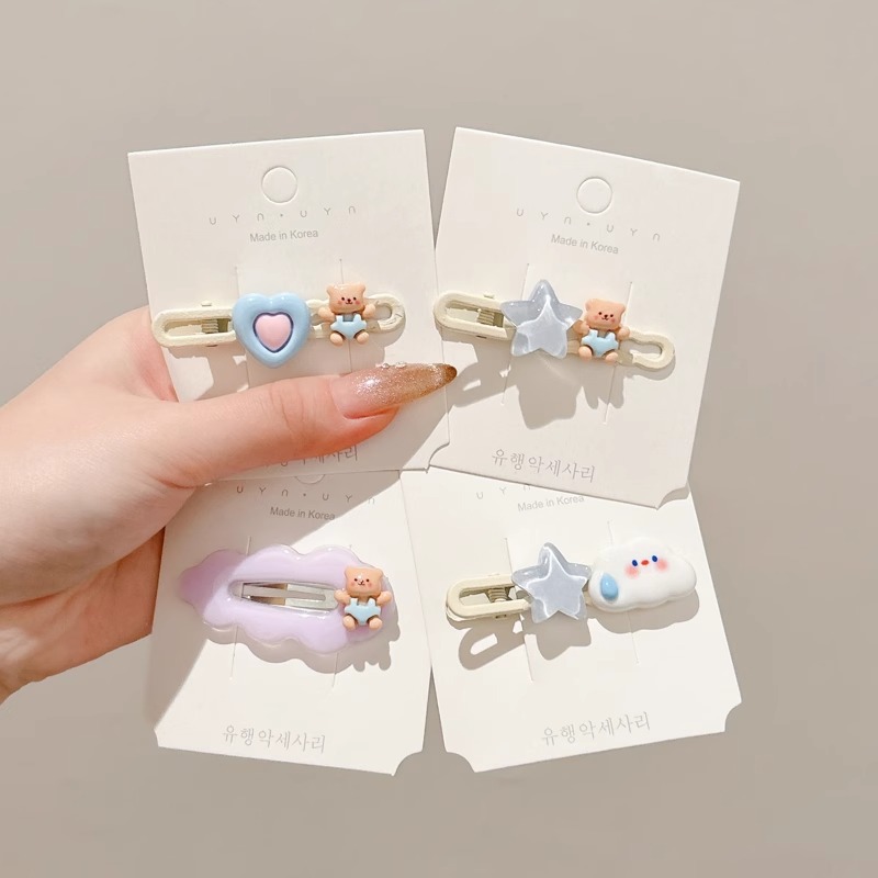 Bonito oso conejito estrella clips para el cabello de niños de alto nivel chica clips para el cabello de boca de pato clips para el cabello
