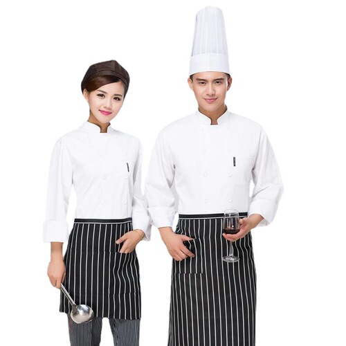 Hotel and restaurant kitchen work clothes for men plus size restaurant back kitchen pure white chef clothes long-sleeved double-breasted kitchen clothes