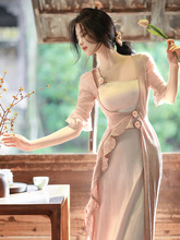 新中式连衣裙女装2022春夏新款别致温柔仙女裙拼接设计高级感长裙