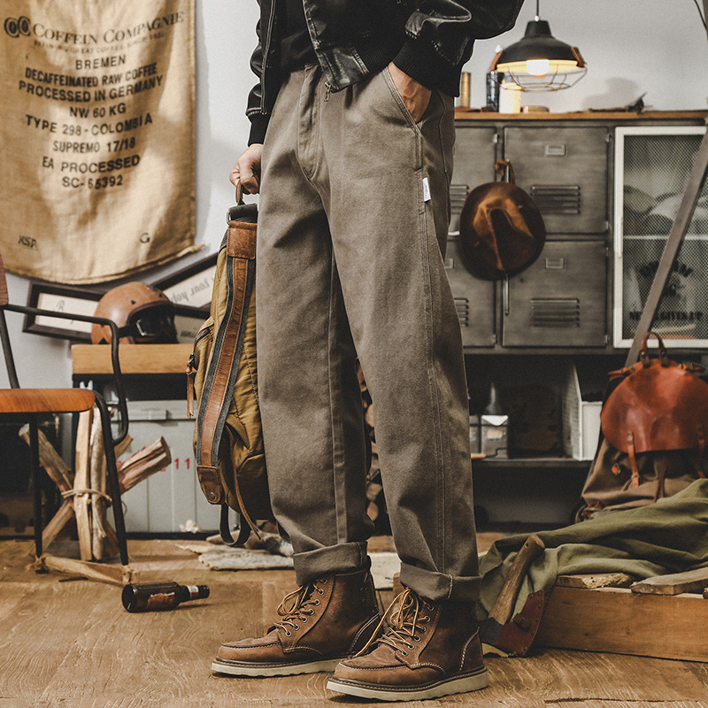 Jereino American Retro Heavy-Duty Work Pants for Men, Spring and Autumn Trendy Brand Versatile Washed Loose Straight Casual Long Pants Jereino American Retro Heavy-Duty Work Pants for Men, Spring and Autumn Trendy Brand Versatile Washed Loose Straight Casual Long Pants