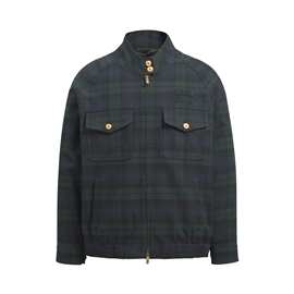 正确版本南油MU家25s早秋款胸口字母标实刺绣羊毛格纹夹克男女款