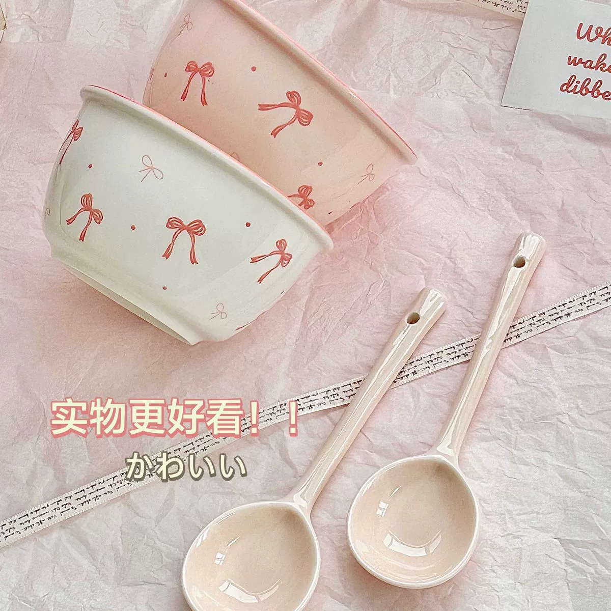 Cute high quality set, ceramic tableware, spoon, for beloved