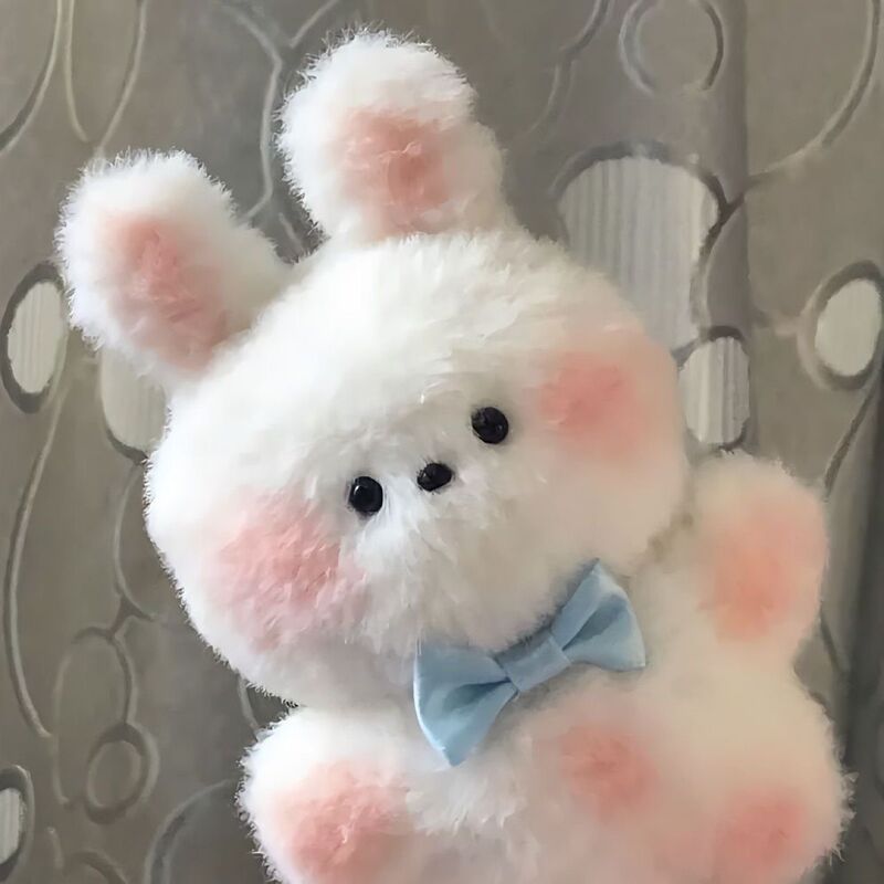 カップルクマとウサギのきしむぬいぐるみペンダントかわいい赤面ウサギバッグキーホルダーペンダント|undefined