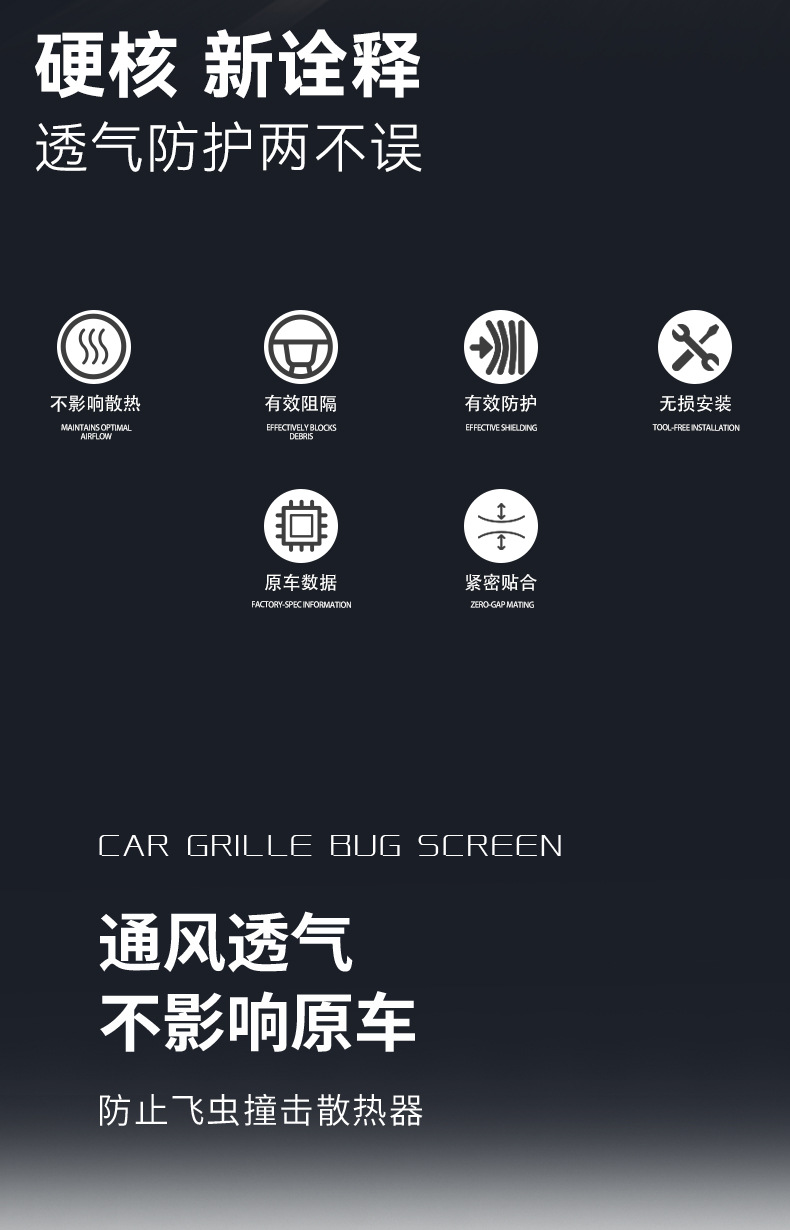 Suitable for Geely Galaxy M7 front grille insect-proof net, radiator protection net, dust-proof net, modified snap-on accessories, no disassembly required