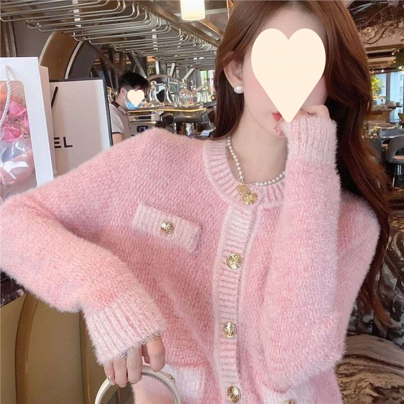 高品质仿貂绒小香风毛衣针织开衫温柔风高级感好看