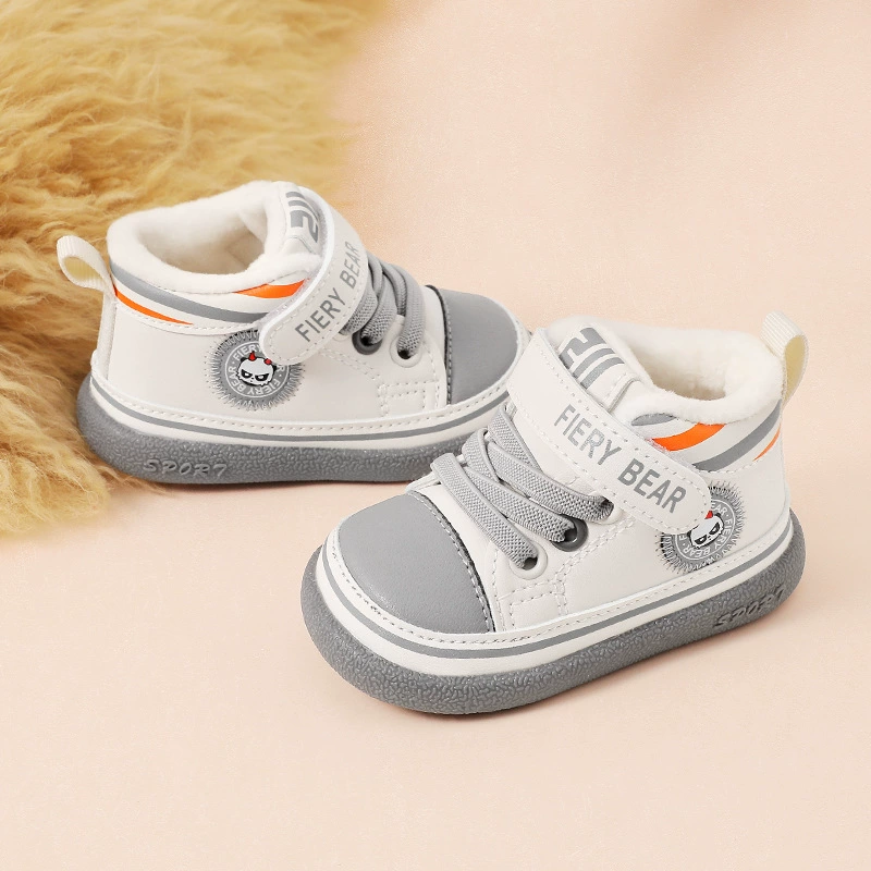 Зимняя обувь для малышей для мальчиков и младенцев Толстая функциональная обувь на флисовой подкладке детская обувь с мягкой подошвой Нескользящая хлопковая обувь для девочек 0-1-3 лет