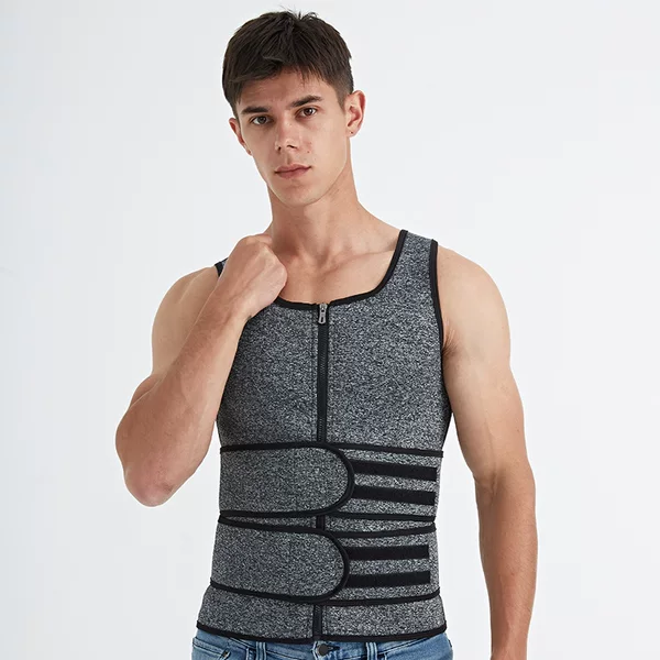 European and American men's double belt sports shapewear neoprene corset sports abdomen sweat-wicking shapewear vest