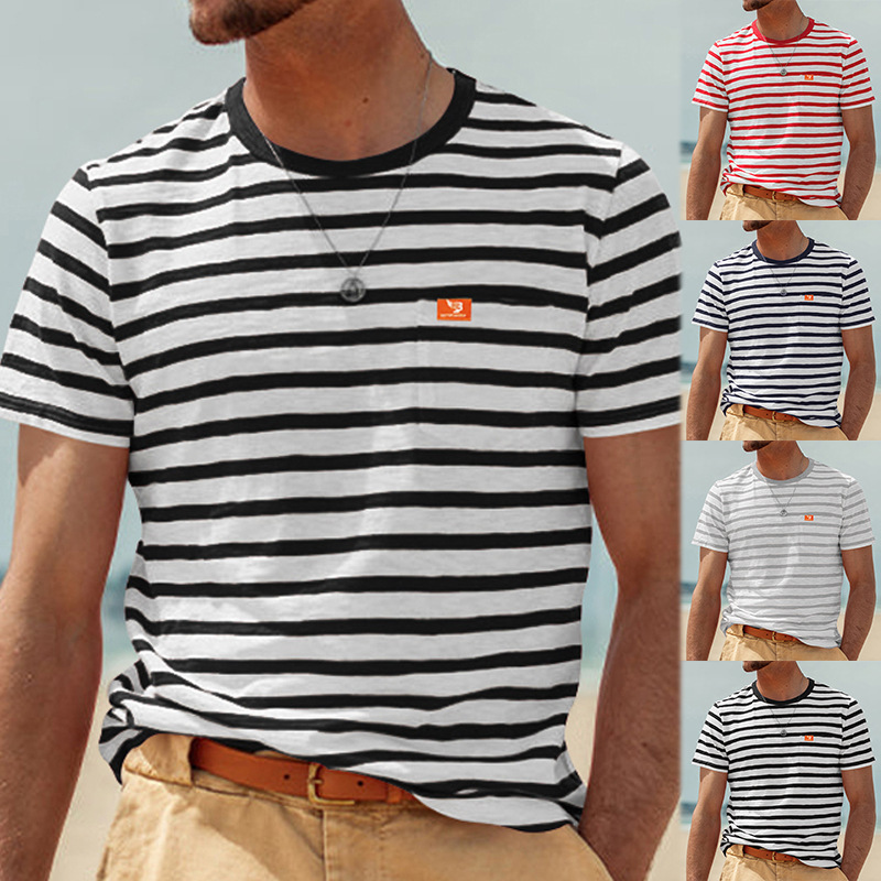 Men's Stripe T-shirt Men's Clothing display picture 4