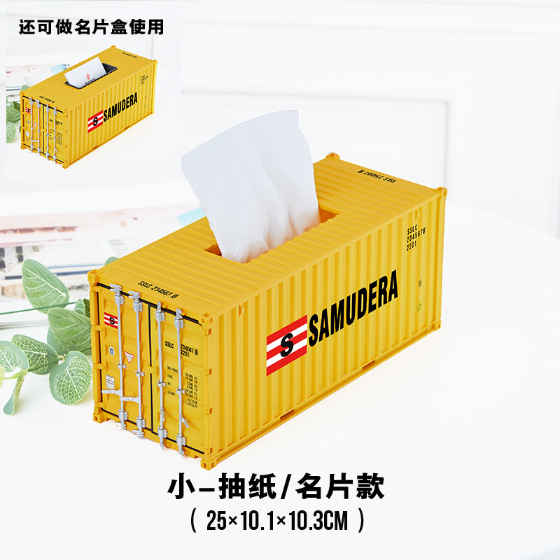 Modelo de contenedor de logística portuaria, juguete con logotipo, patrón de color, transporte de mercancías, regalo de escritorio, adorno, caja de almacenamiento para pañuelos