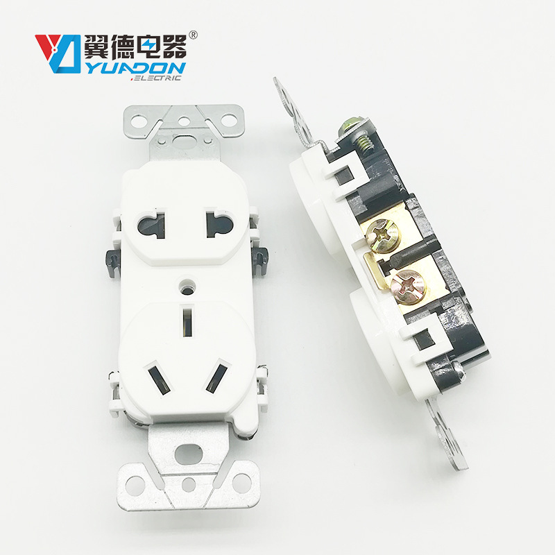 翼德电器厂家直销双联国标插座美式双联两位一体国标澳标美标插座