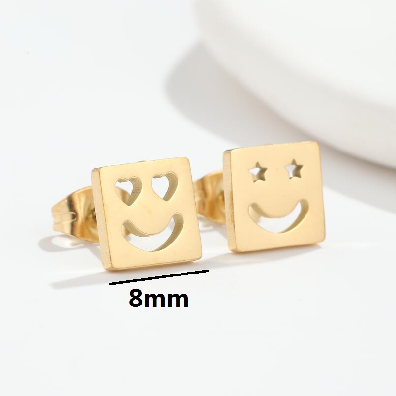 1 Pair Fashion Heart Shape Smiley Face Wings Stainless Steel Plating Hollow Out Ear Studs display picture 2