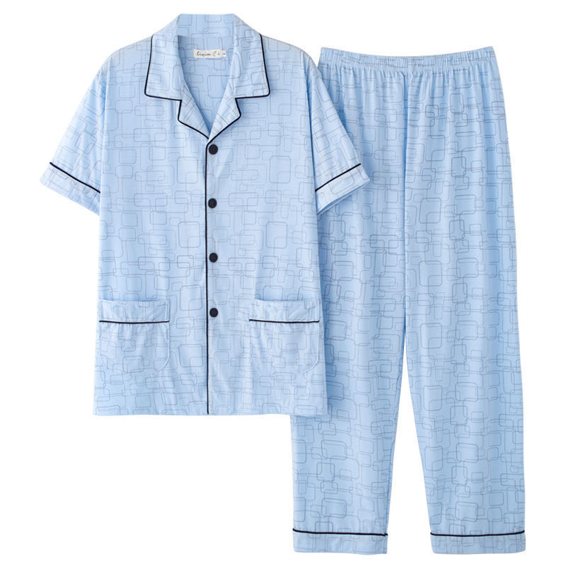 Pijamas de verano de algodón de los hombres pantalones de manga corta de algodón de los hombres de algodón delgado de verano más tamaño de media manga de los hombres homewear