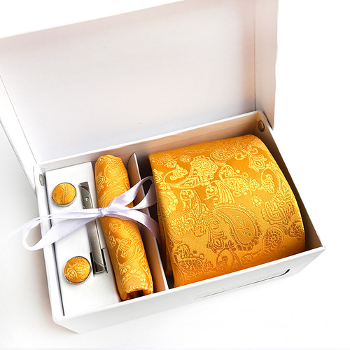 Men's tie, waist flower, 14-color gift box, 6-piece set, group tie, business formal wedding tie