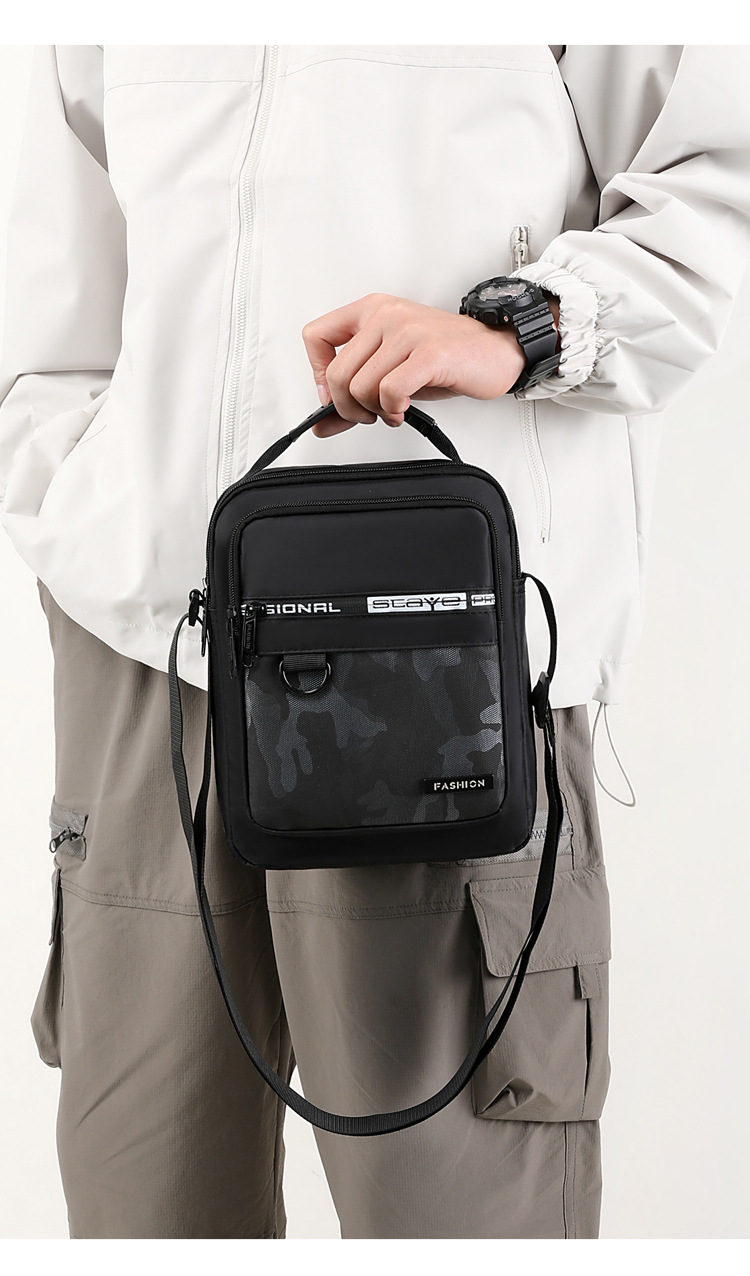 2024 New trendy men's bag, waterproof Oxford fabric single-shoulder crossbody backpack, men's vertical multi-functional casual messenger bag undefined