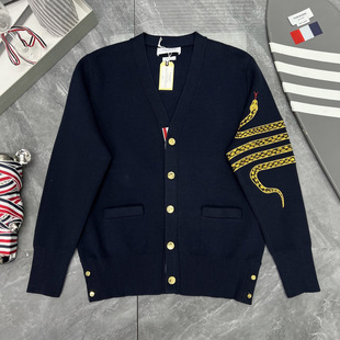 Factory Direct Sale Correct Version Spring New Unisex Versatile V-Neck Knit Year of the Snake Arm Embroidery Tb Cardigan