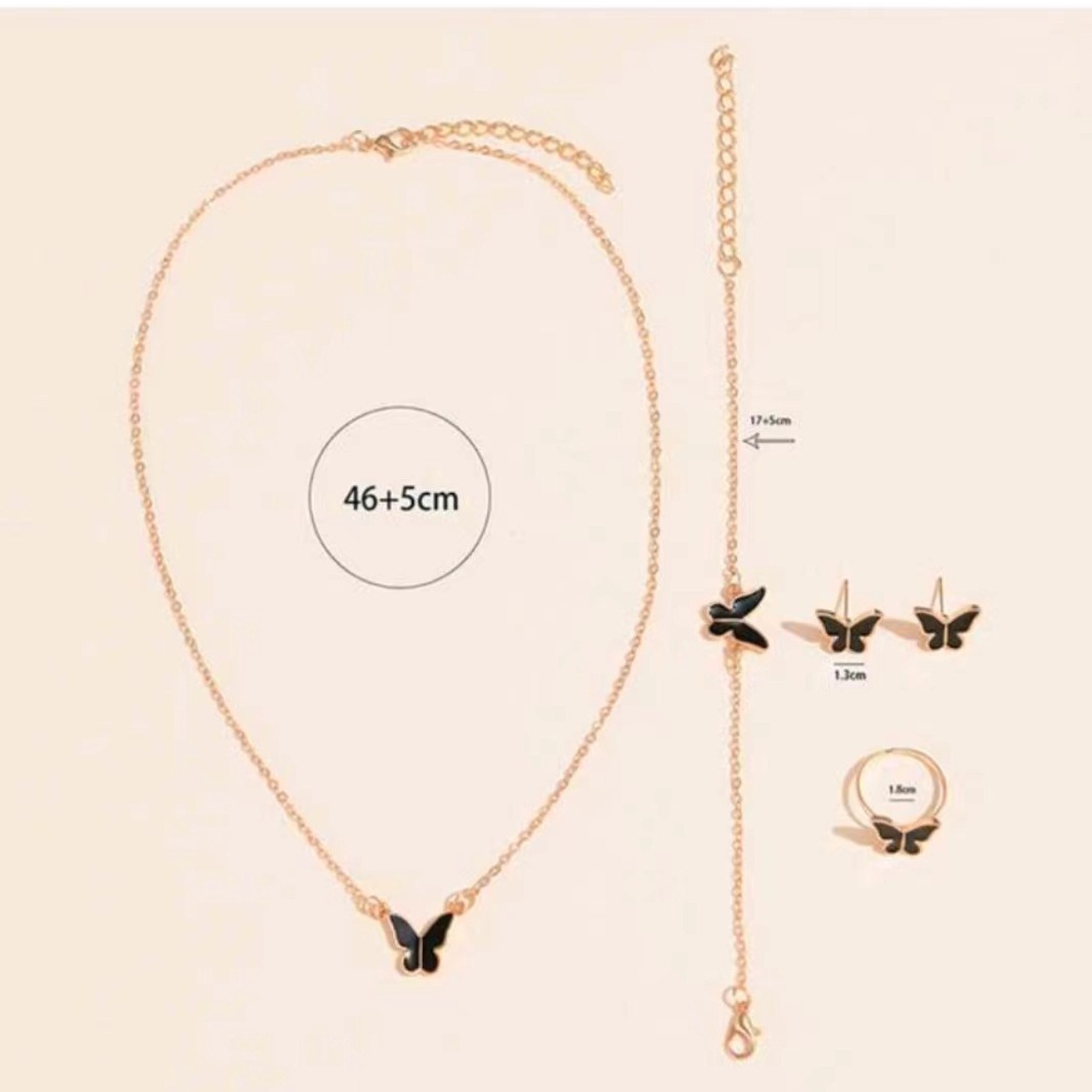 2023 invierno moda viajero estilo casual joyería aleación mariposa conjunto de cuatro piezas