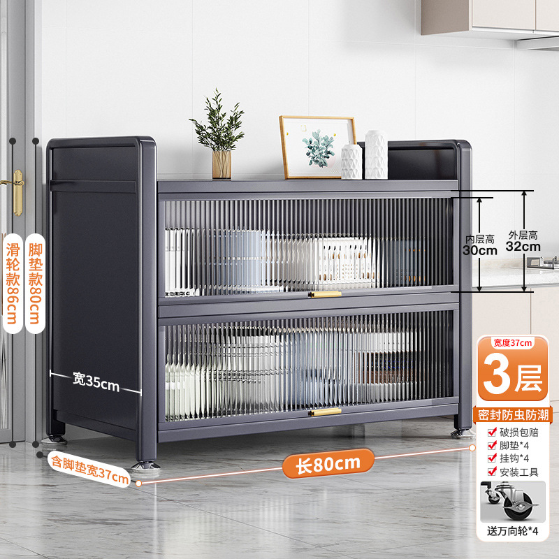 Estante de cocina de pizarra de roca, gabinete de almacenamiento de horno microondas multifuncional de piso, encimera, mesa de corte de verduras, mesa de preparación, armario lateral