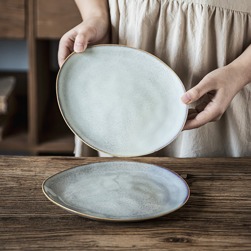 Creativo horno retro huevo plato de cerámica plato de forma especial platos de platos de platos de platos de cubierta caseros platos de filete