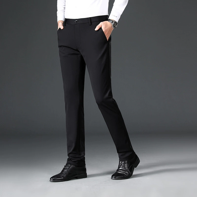 Men's spring trousers for leisure, elastic suit, loose straight fit